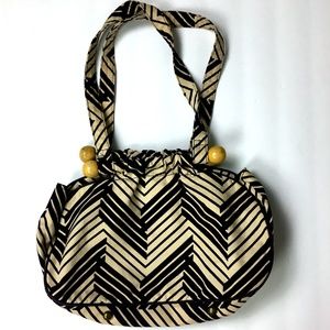Old Navy Brown/Cream Geometric Fabric Purse